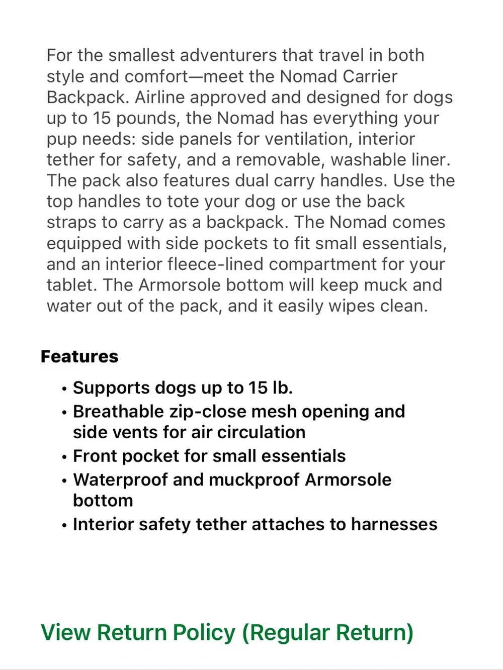 Kurgo Red Dog Carrier Backpack with Teal Interior
